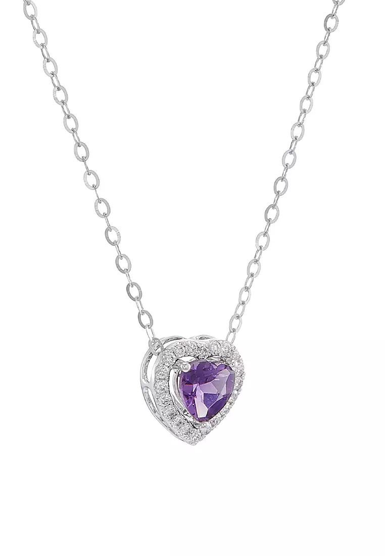 HABIB Heart Amethyst and Diamond Necklace in 750/18K White Gold 457850325(N)