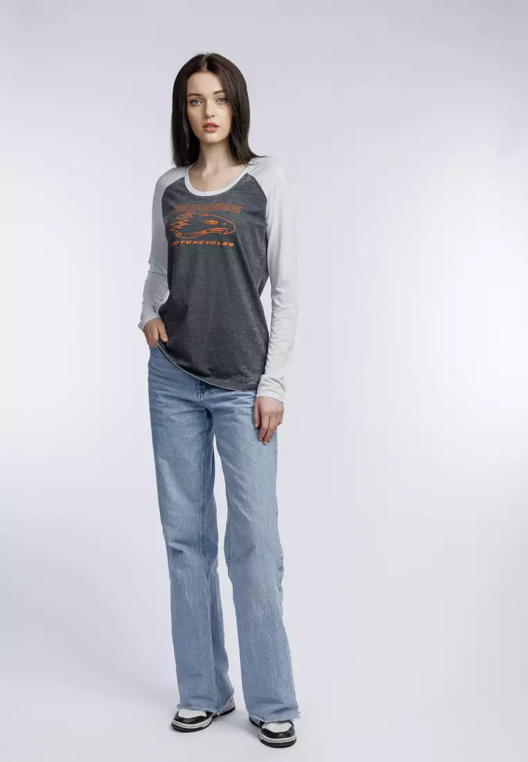 Harley-Davidson Screamin' Eagle® Raglan Long Sleeve Burnout Tee