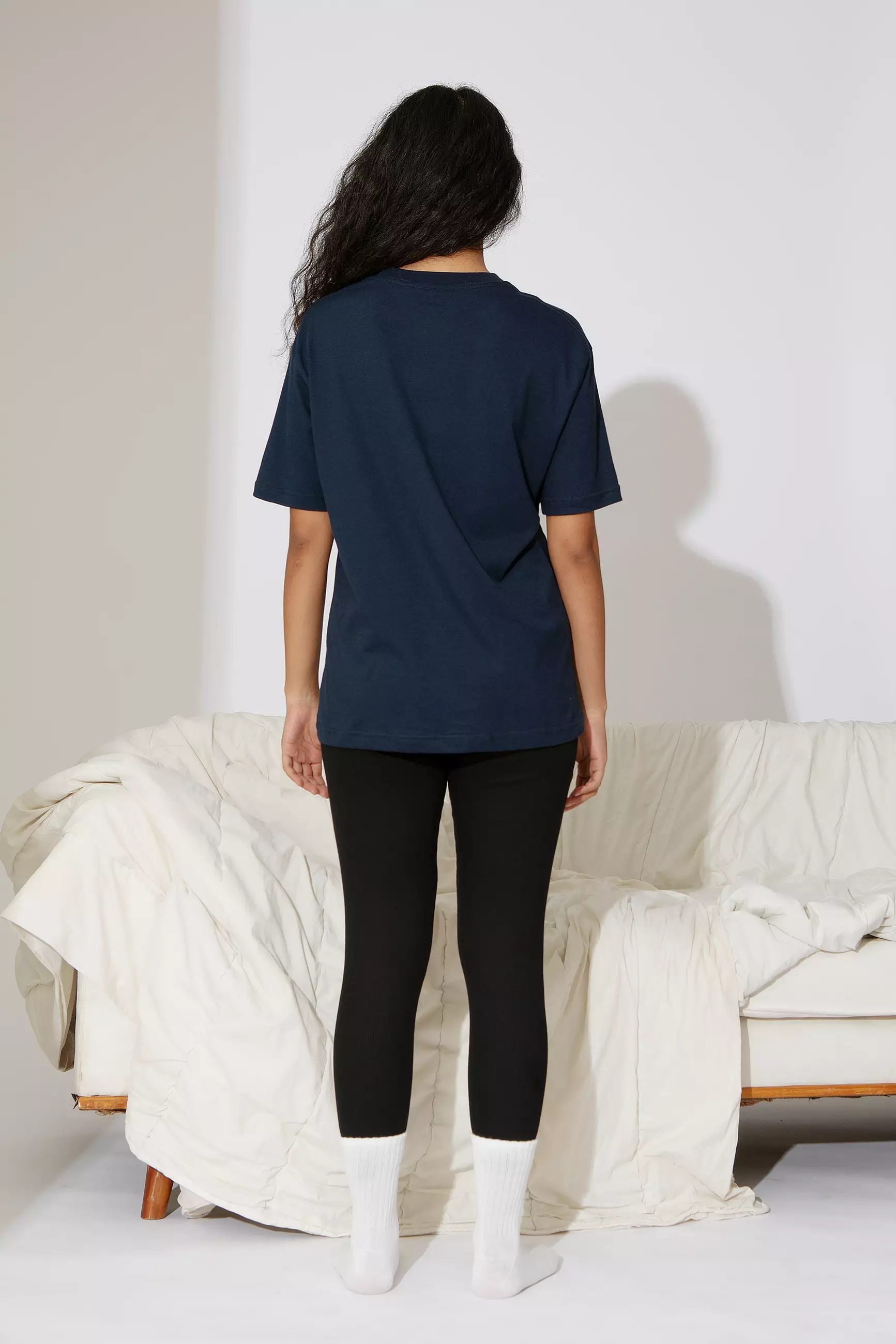Kaos T-Shirt Santai Katun Modal Tencel | SARE Studio Sleepwear BAJO in Navy