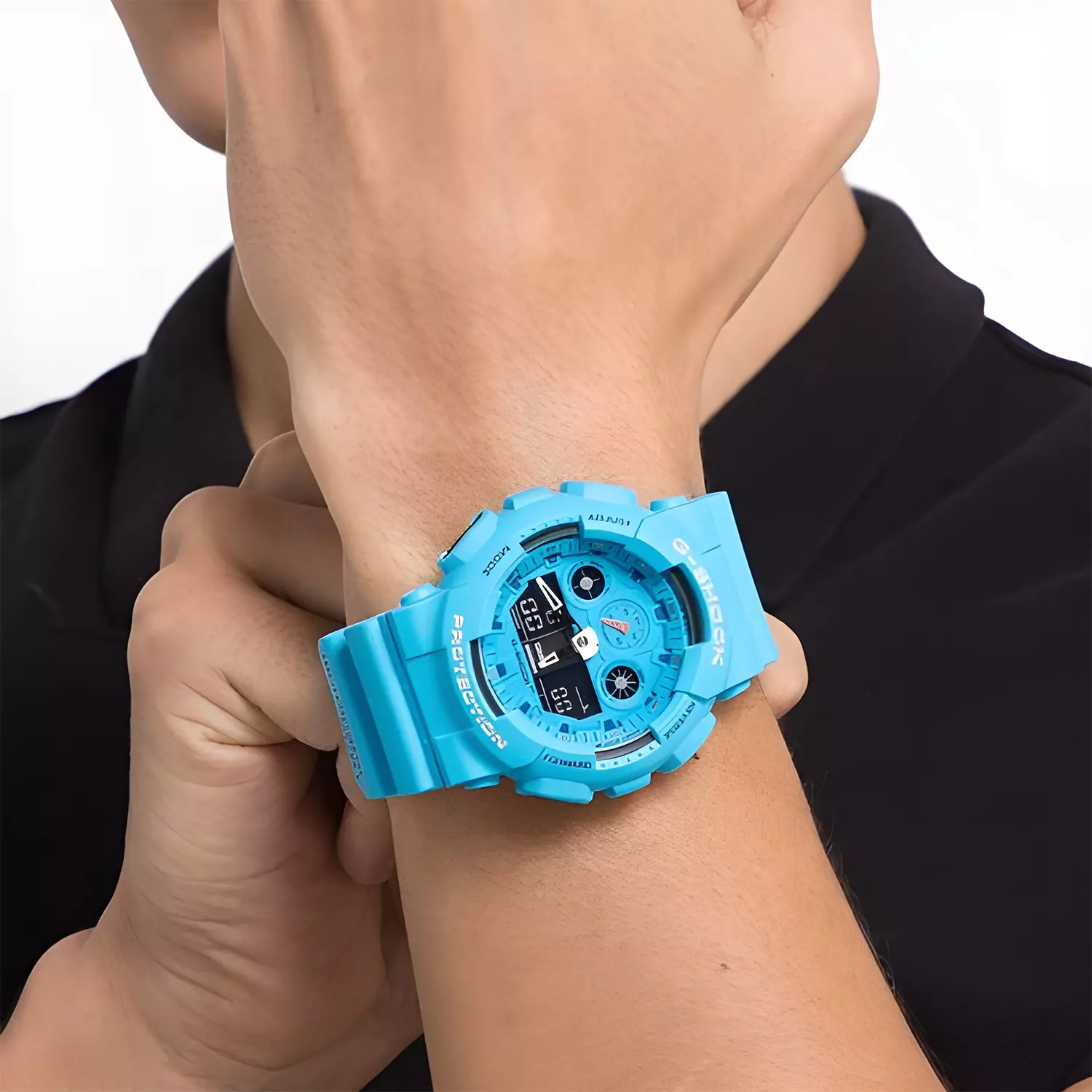 Casio G-Shock GA-100RS-2A Jam Tangan Analog Digital Pria - Blue Resin Case & Band