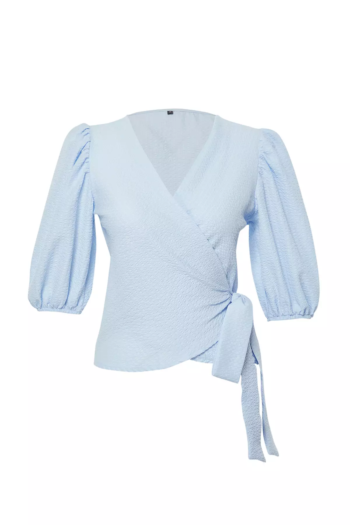 Puff Sleeves Wrap Blouse