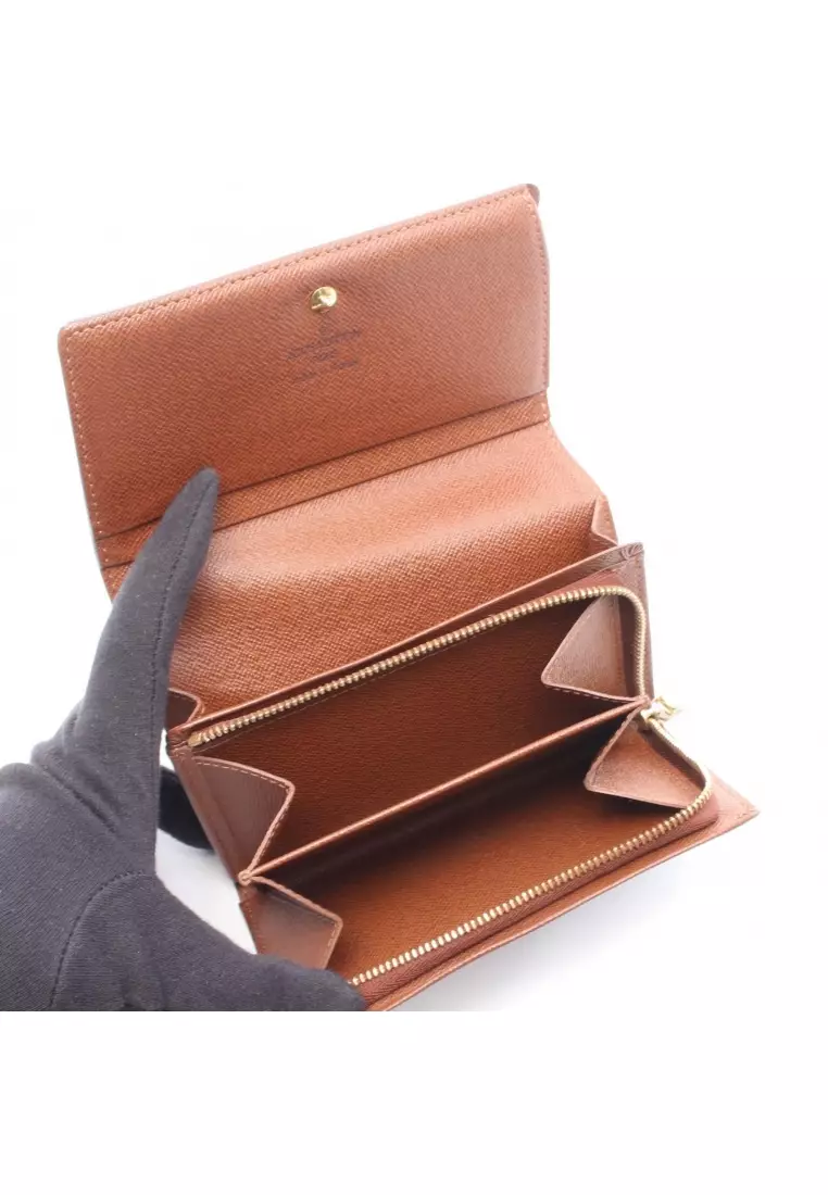 Pre-Loved Louis Vuitton Porte-Monnaie Bie Tresor monogram Bi-fold wallet PVC leather Brown
