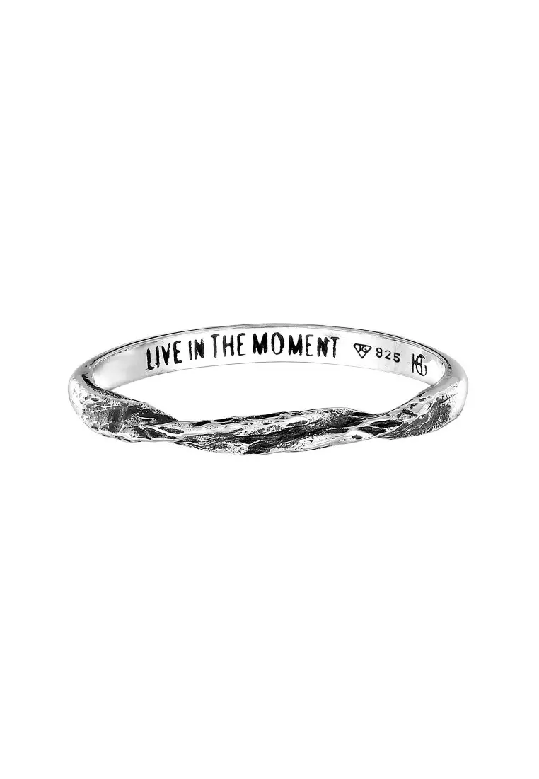 EXCLUSIVE Cincin Perhiasan Perak 925 Wanita Band Twisted Moment Oxidised