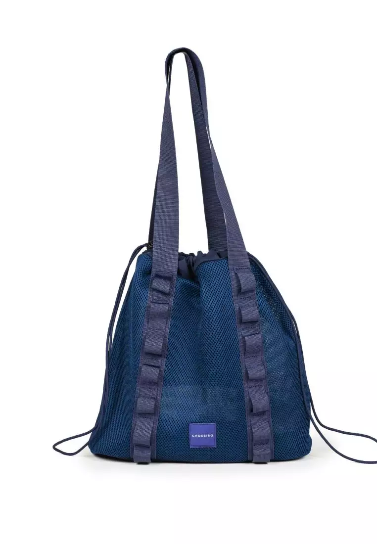 Crossing Noa Drawstring Mesh Tote Bag - Dark Blue