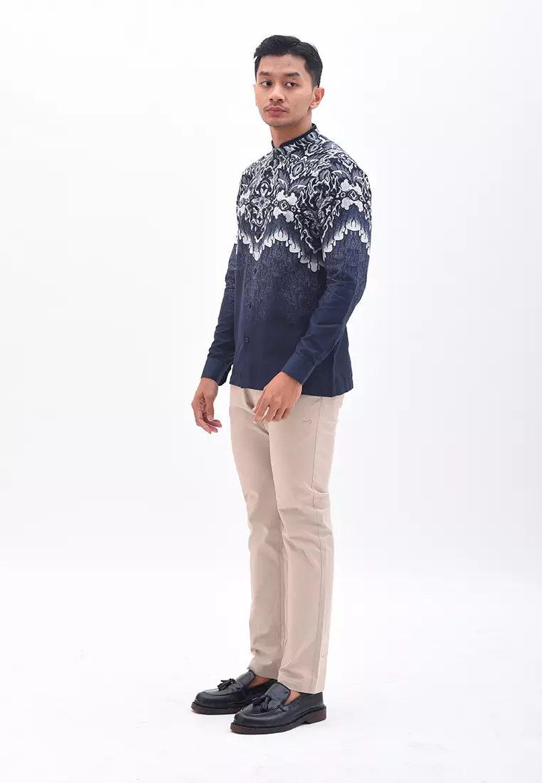 MANZONE Kemeja Batik Shangai Lengan Panjang KIWANDRA - BLACK
