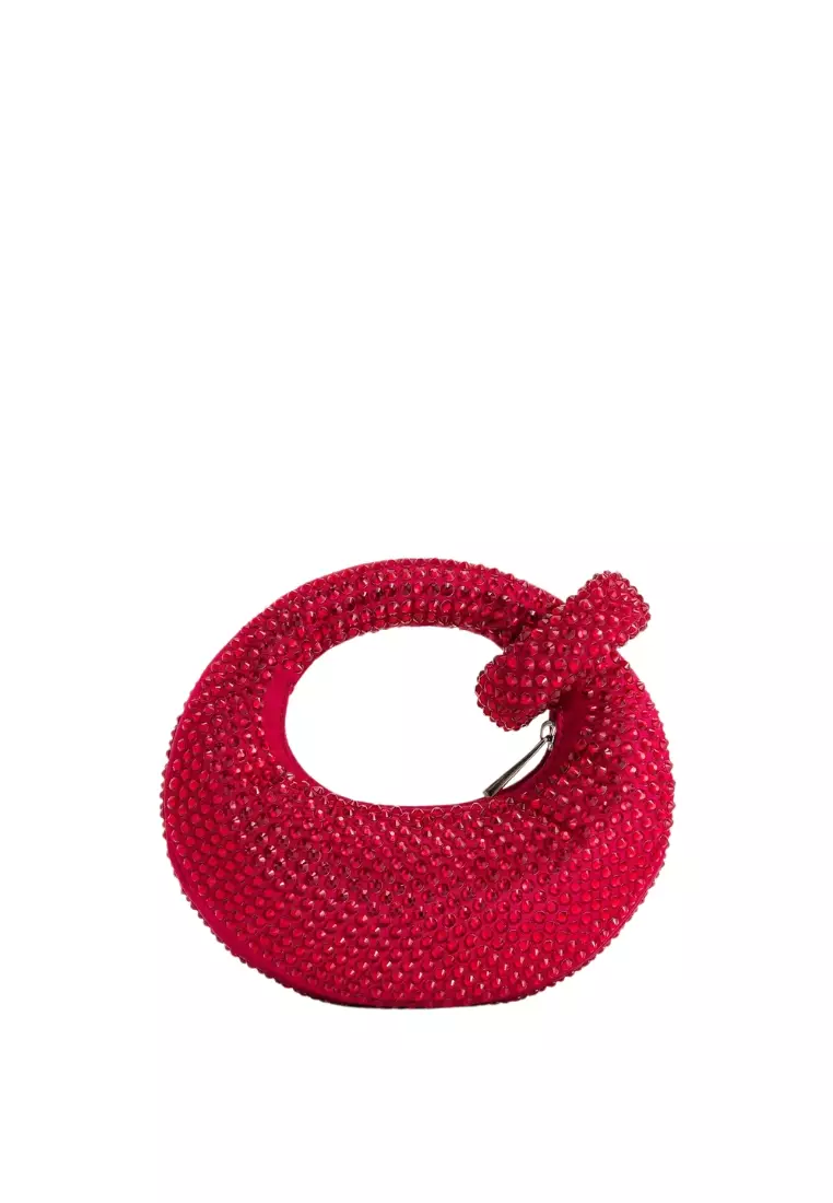 Abacus Artificial Crystal Mini Top Handle Bag - Red