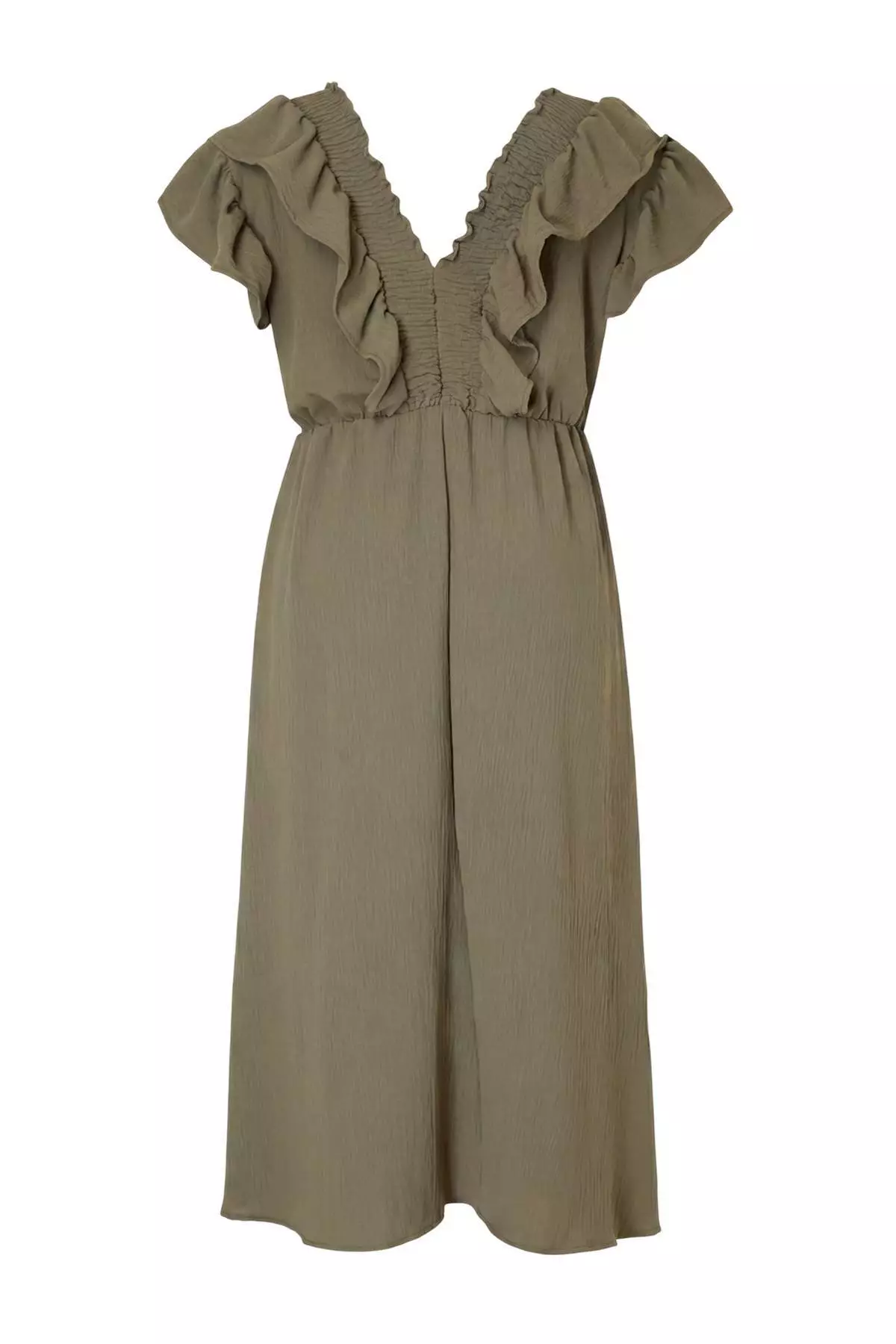 Khaki Woven Plus Size Dress Tbbss26Ah00034