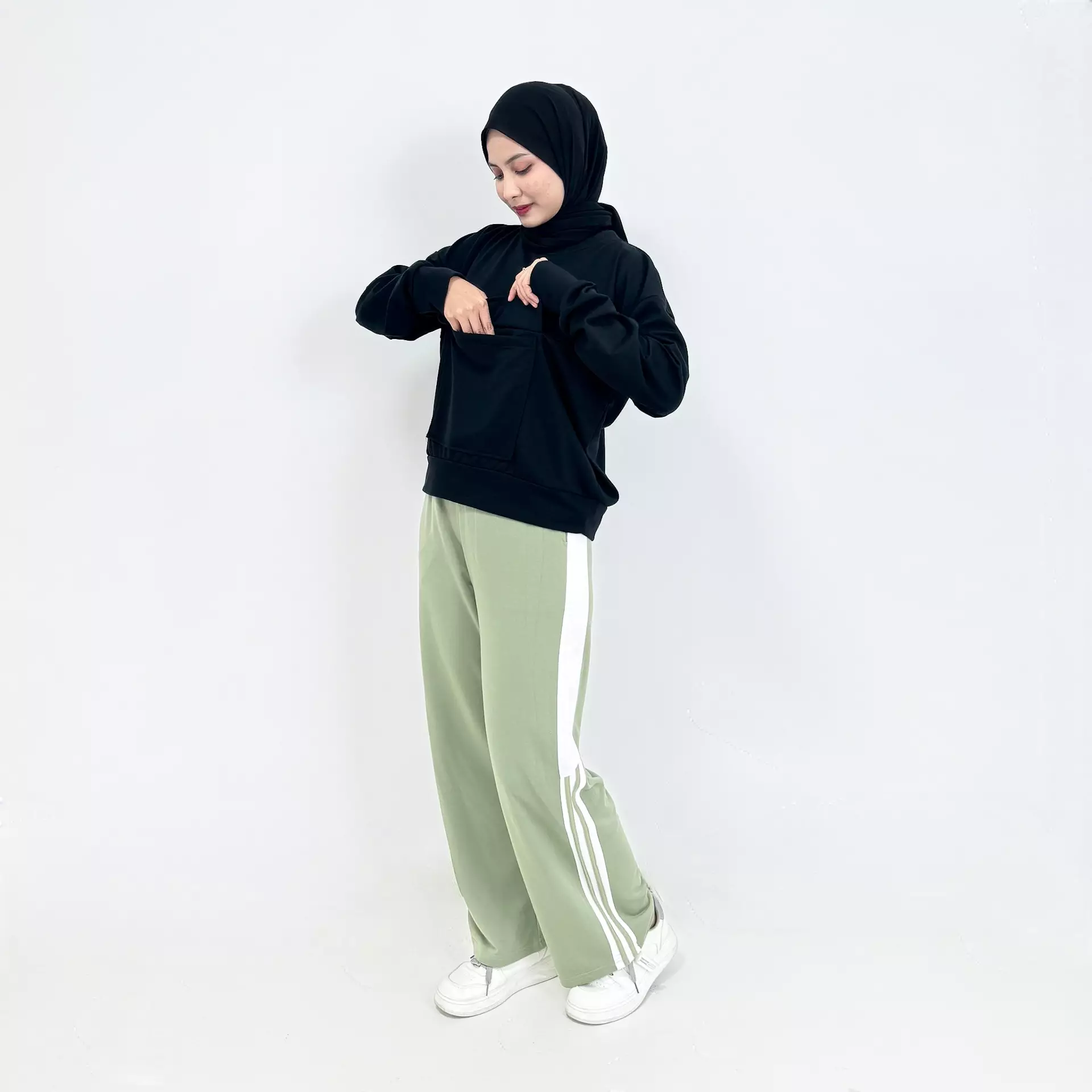 Tafita Set Sporty [HITAM-MINT] Setelan Training Olahraga Wanita Size M-XXL