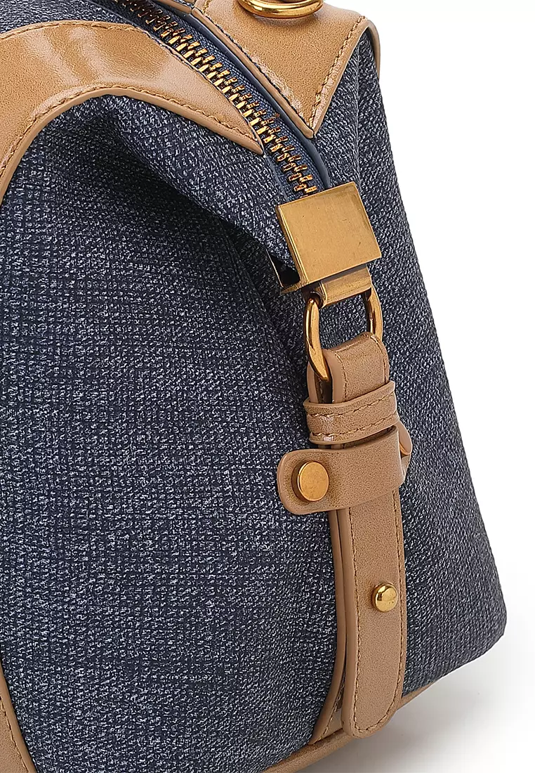 Women's Top Handle Bag / Sling Bag / Crossbody Bag / Shoulder Bag (Tas Tangan Wanita / Tas Selempang Wanita / Tas Bahu Wanita) - Biru / Cokelat