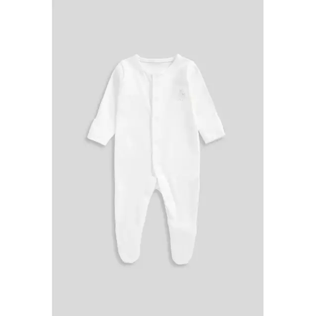 Mothercare Sloth Baby Sleepsuits - 3 Pack - Baju Tidur Bayi Laki-laki (Putih)