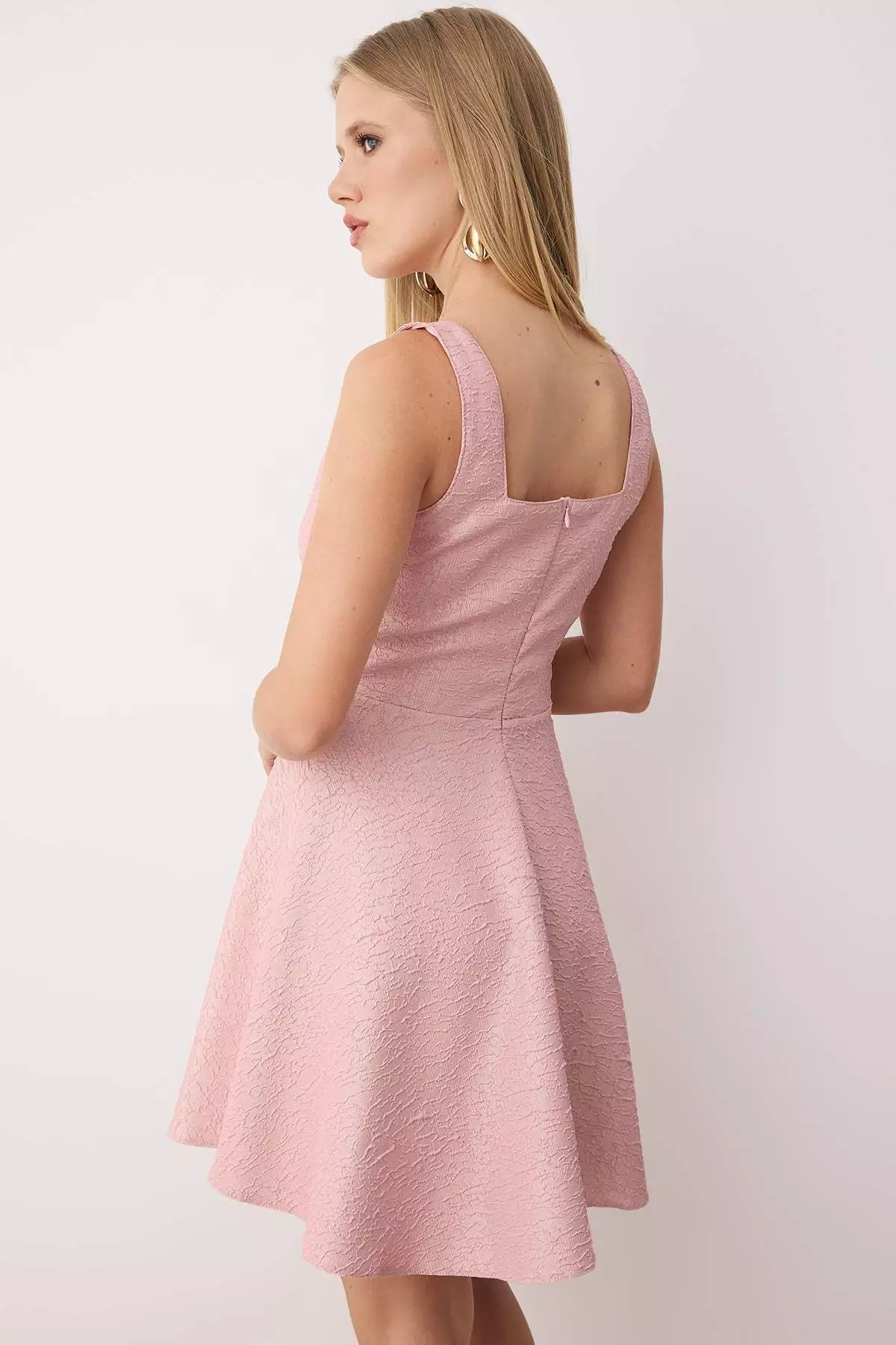 Pink A Line Jacquard Mini Stylish Evening Homecoming Dress