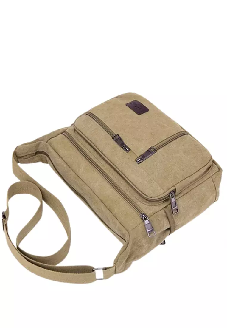Cyrill Tas Selempang Messenger Bag Unisex Style Classic Large Storage Material Canvas ORIGINAL - Khaki