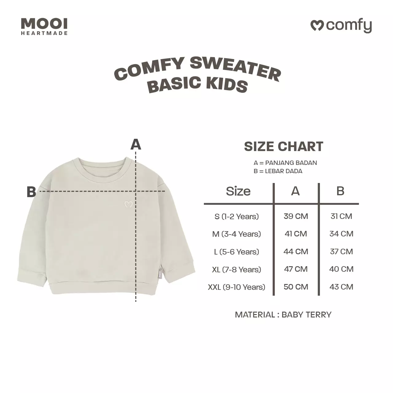 Mooi Sweater Anak Unisex Comfy Sweater Basic Kids - Light Grey