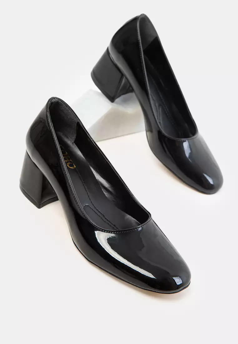 Black Patent Leather Women'S Classic Heeled Shoes 20808