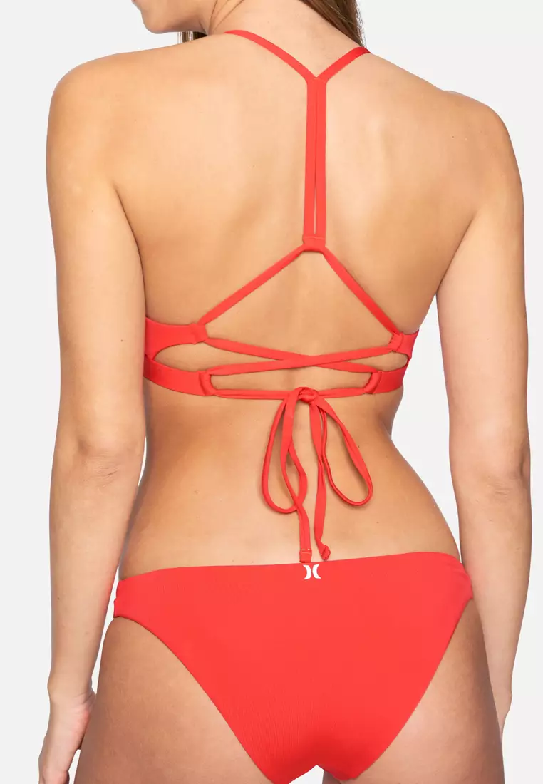 Women's Hurley Striped Scoopneck Adjustable Bralette Swim Top