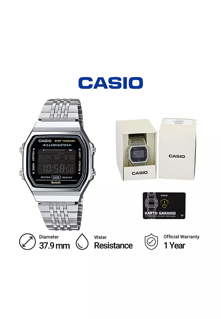 Casio Vintage ABL-100WE-1B Jam Tangan Unisex - Smartphone Link - Digital Dial - Stainless Steel Band