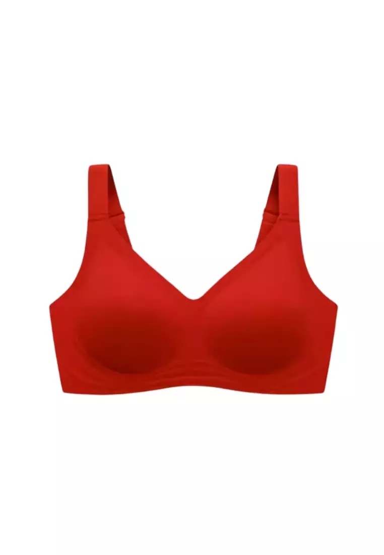 Premium Melissa Seamless Wireless Padded Support Bra in Red