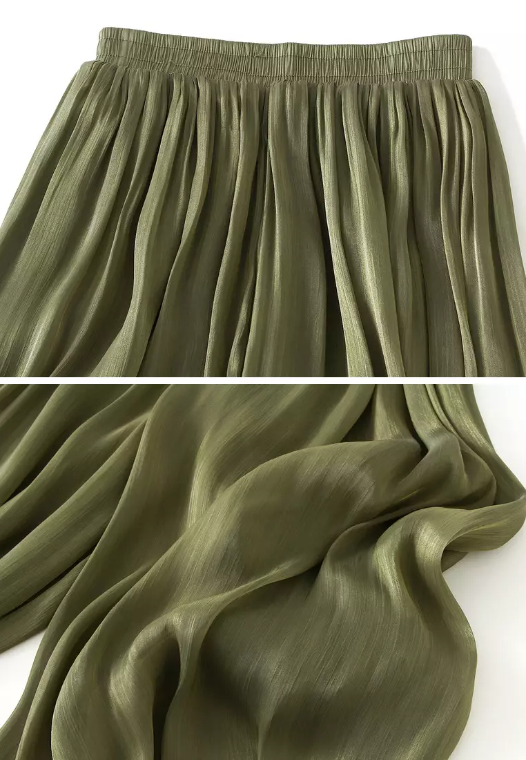 Pearlized Fabric Wide-leg Pants AF6806