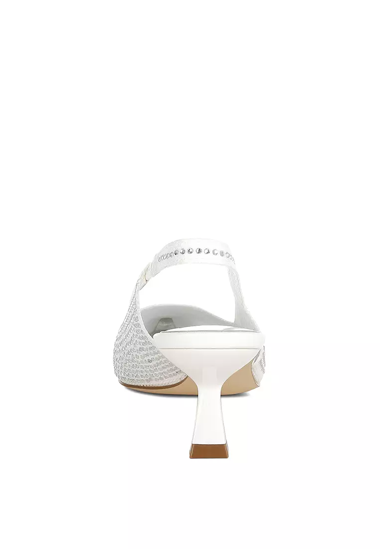 Flyknit Rhinestone Slingback Sandals in White