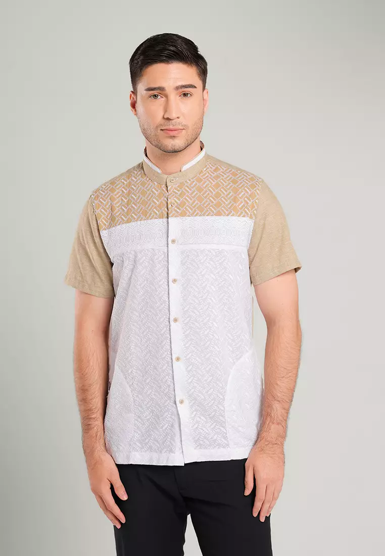 MOC Kemeja Koko Lengan Pendek Pria Harbi - Khaki