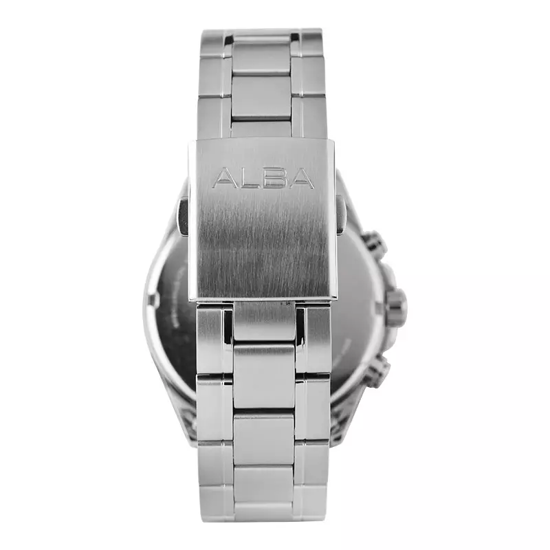 [LAST CHANCE DEALS] Jam Tangan Pria Alba Active AM3875X1 Chronograph Men Black Patterned Dial Stainless Steel Strap