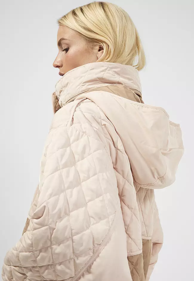 French connection waist belt clearance quilted faux fur hooded jacket