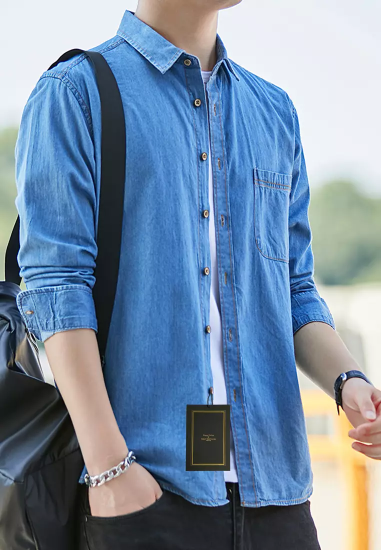 Thin Long Sleeved Denim Shirt C709