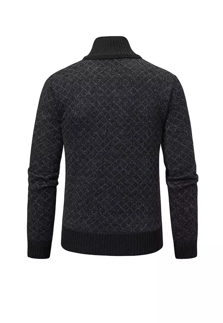 VANSA Fashionable Plaid Knitted Jacket VCM-Kw-228-6967