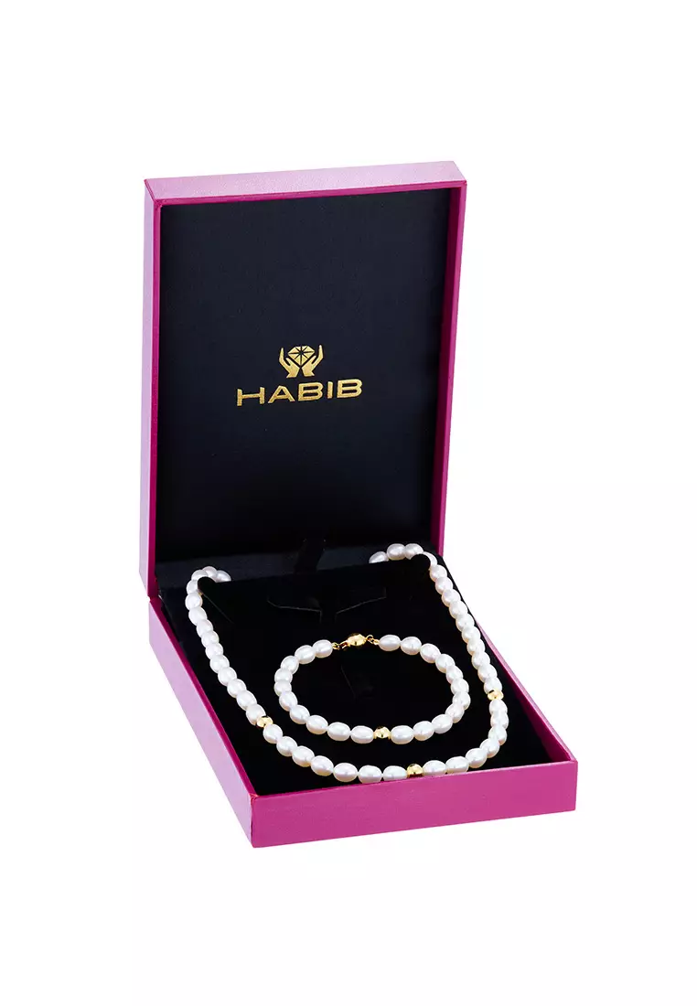 Buy HABIB HABIB Pearl Set with 925 Silver Beads Gold Colour