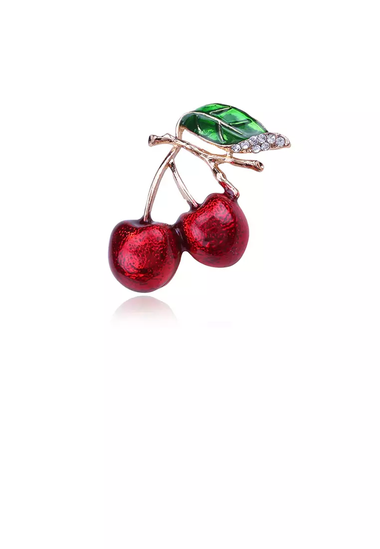 Buy Glamorousky Simple and Sweet Plated Gold Cherry Brooch with