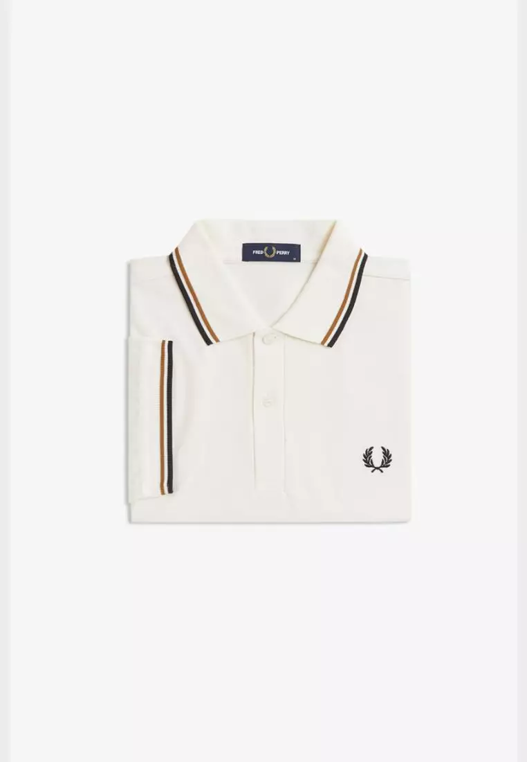 Fred Perry M3600 Twin Tipped Fred Perry Shirt (Ecru / Dark Carmel / Black)