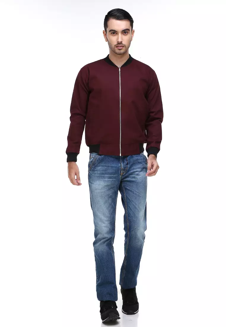 Jems Jaket Bomber Pria & Wanita Deluxe Jacket Material Canvas Baby Premium ORIGINAL - Maroon