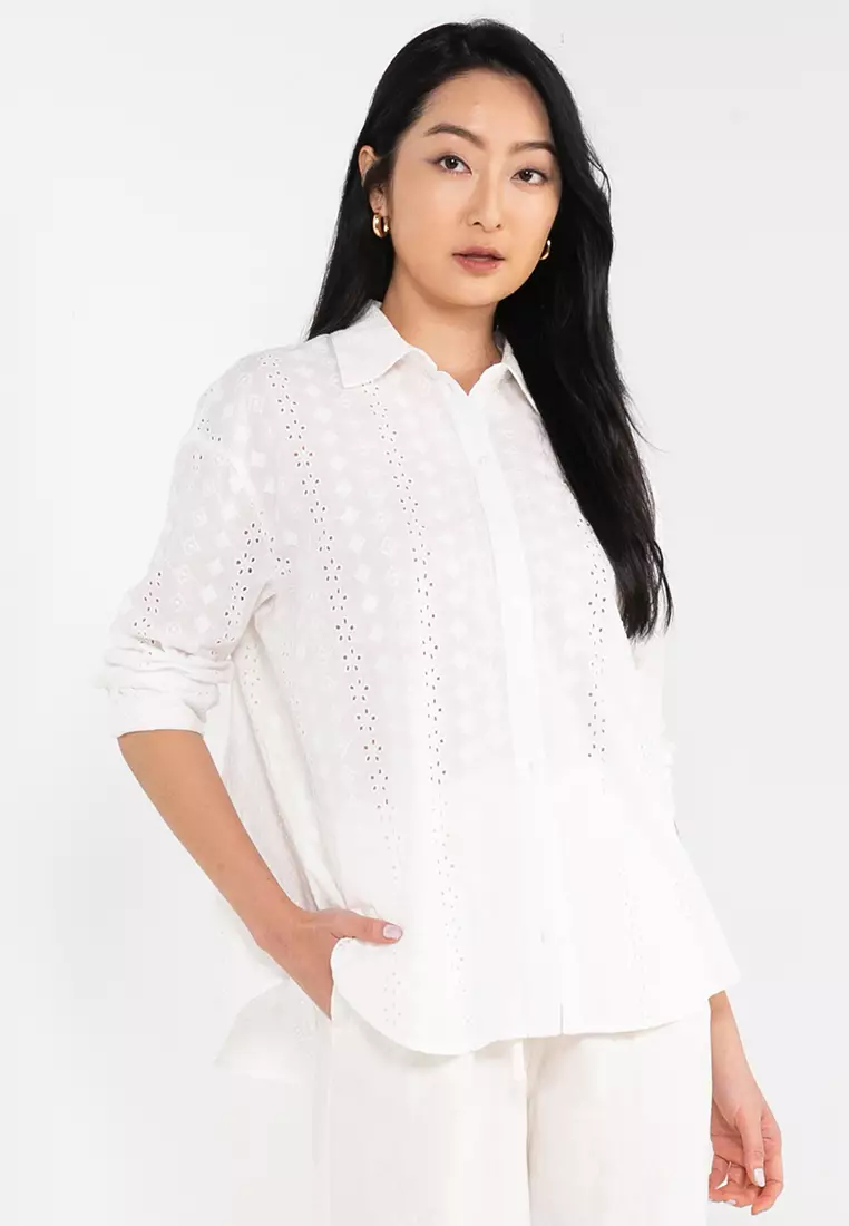 Buy ONLY Ruth Long Sleeves Embroidered Shirt 2024 Online | ZALORA ...