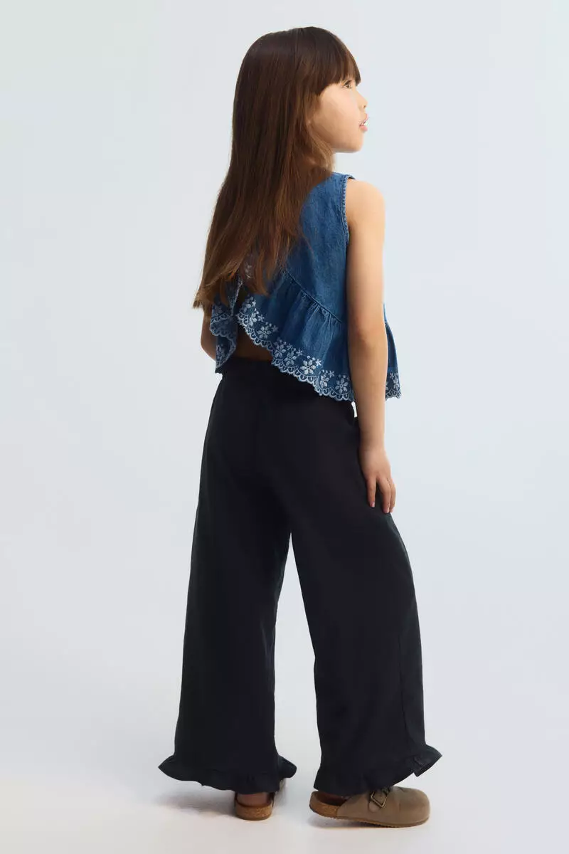Linen-blend drawstring trousers