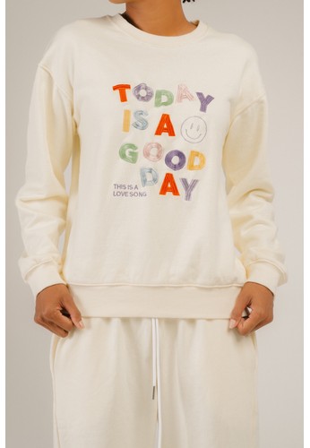 This Is A Love Song white TODAY IS A GOOD DAY Sweater 878F8AAA849218GS_1