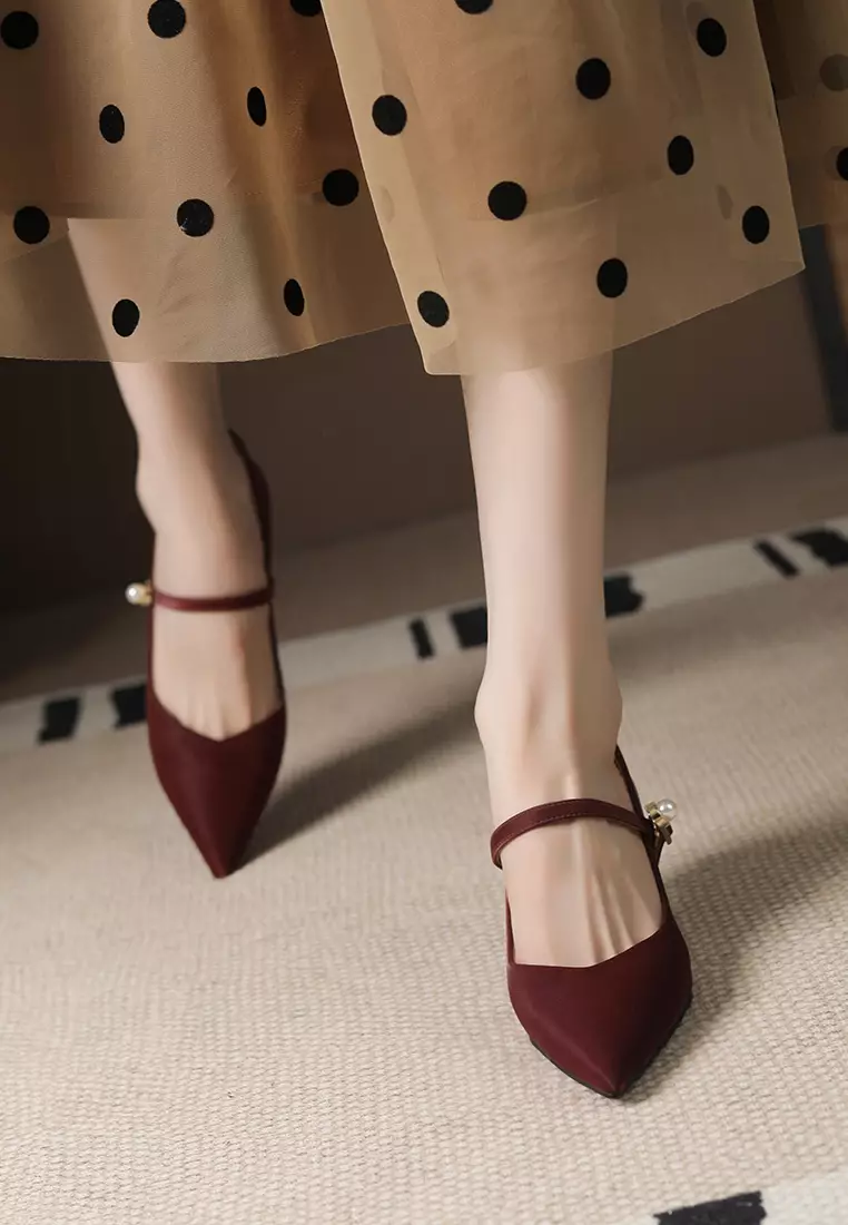 6CM Pearl Strap Satin Wedding Heels XJ3356-3