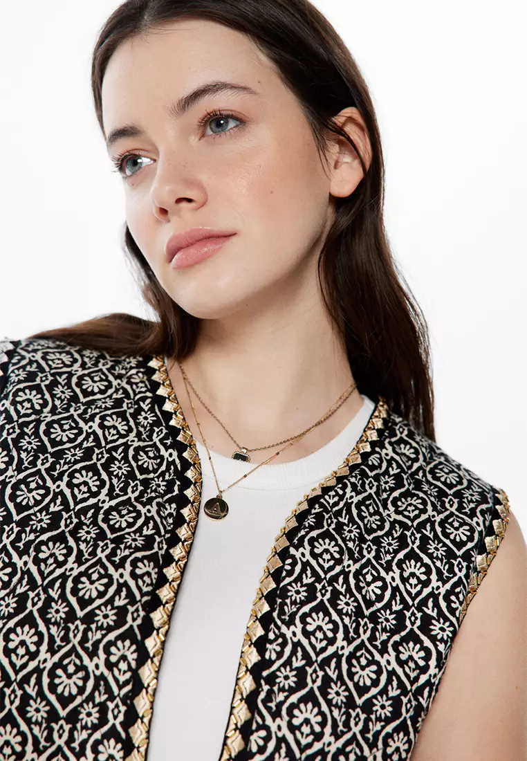 Embroidered Quilted Vest