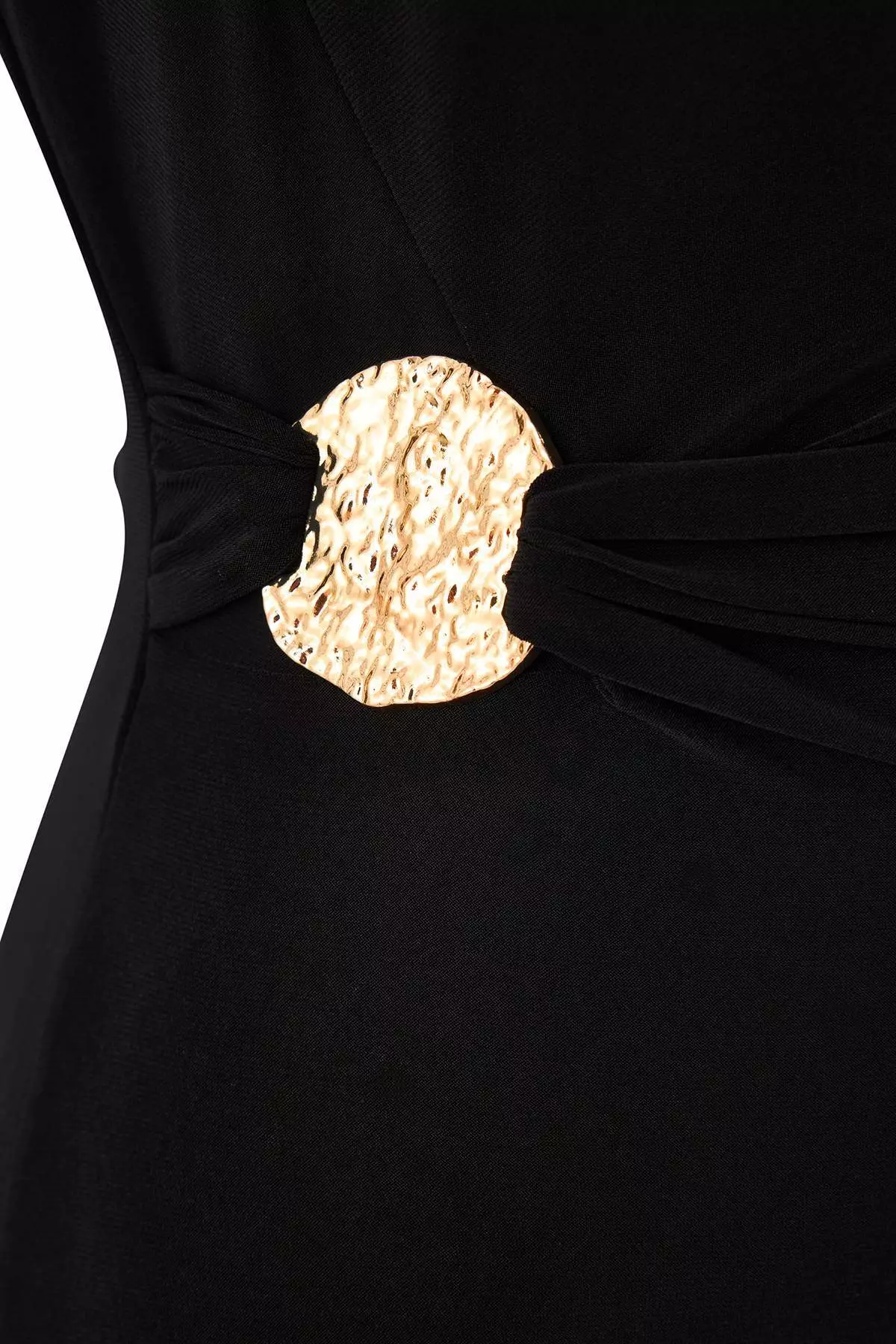 Black A-Line/Trumpet Form Degaje Collar Accessory Detail Maxi Stretchy Knitted Dress Twoss26El16