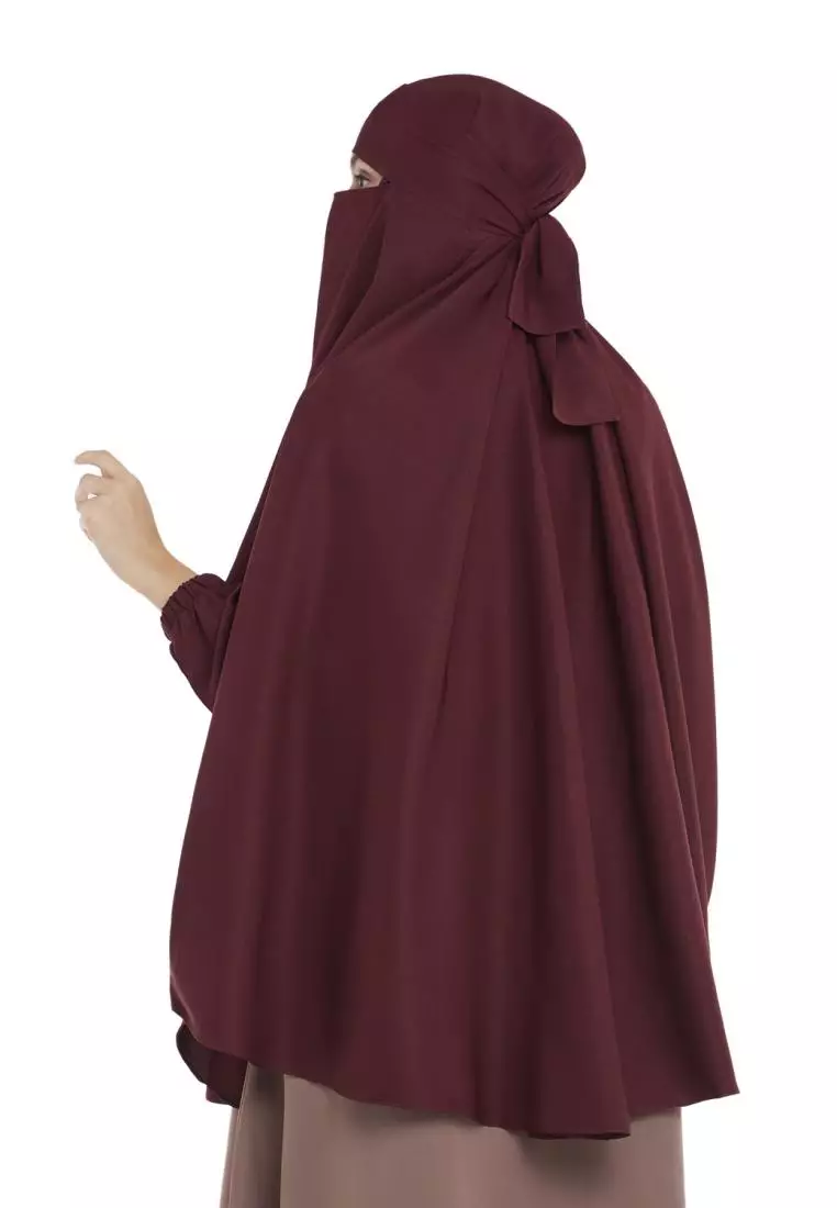 Queenza Zayidan French Khimar Hijab Jumbo Kanza - Maroon