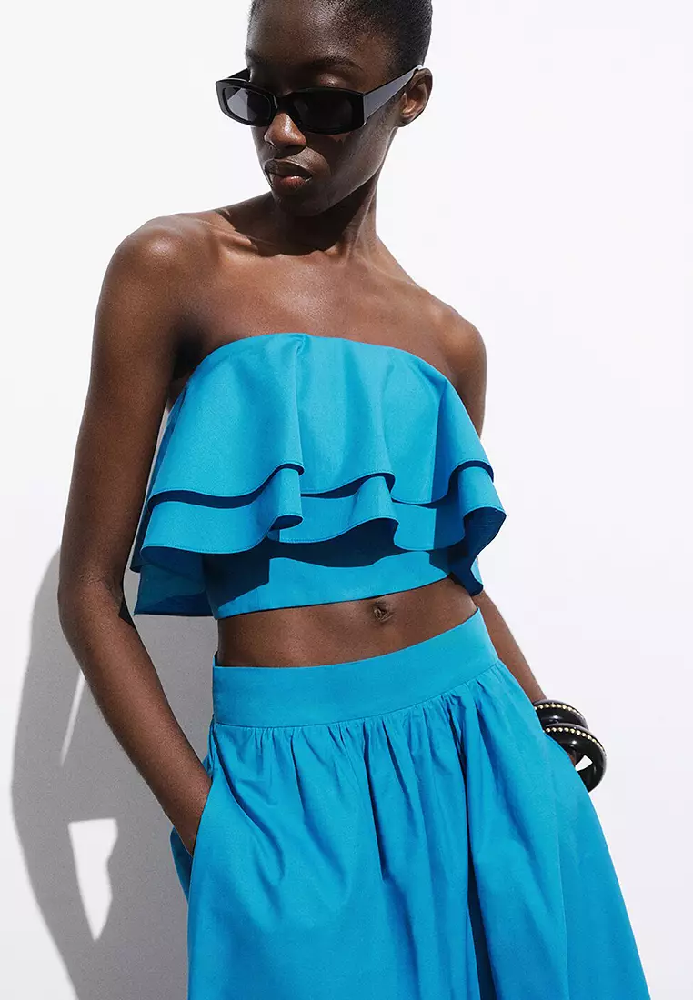 Skirt Blue Strapless Shirt Meshki Jessica Sequin Strapless Top