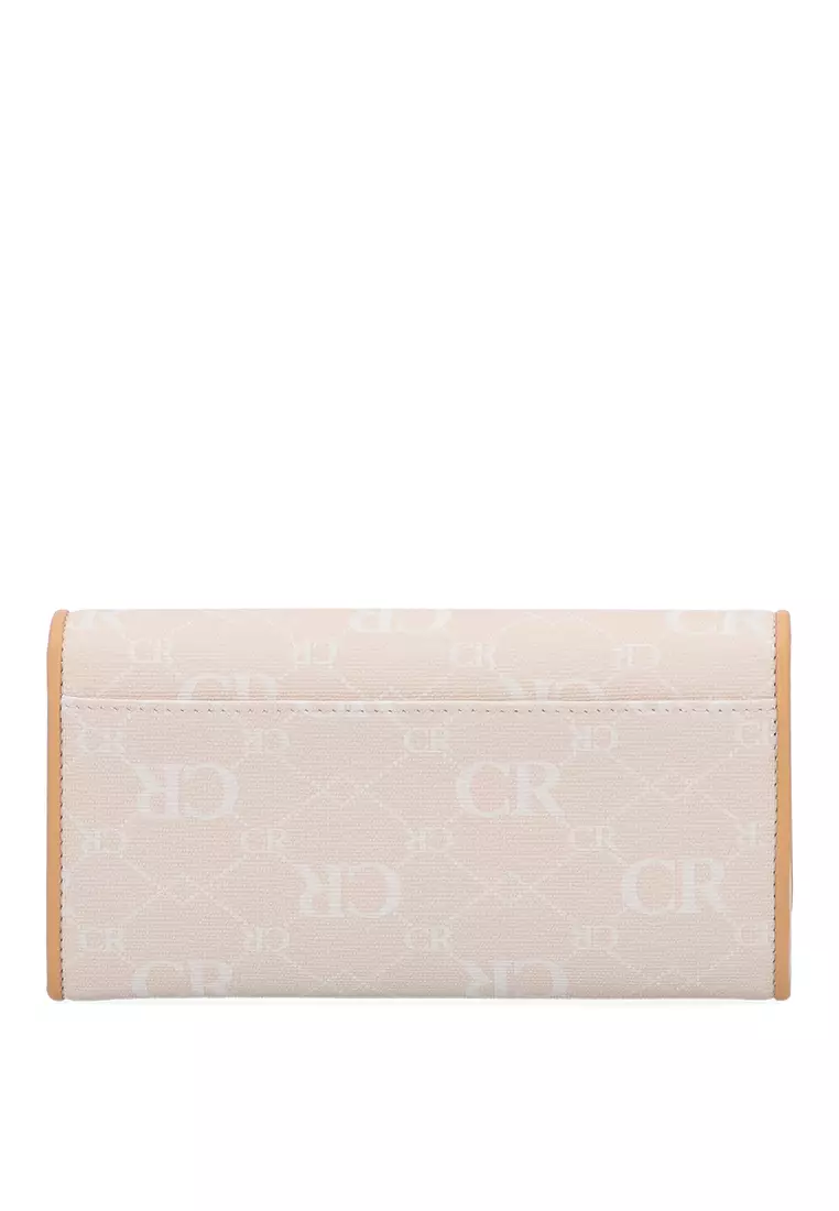 CR Monogram in Cream 2-Fold Long Wallet - Beige