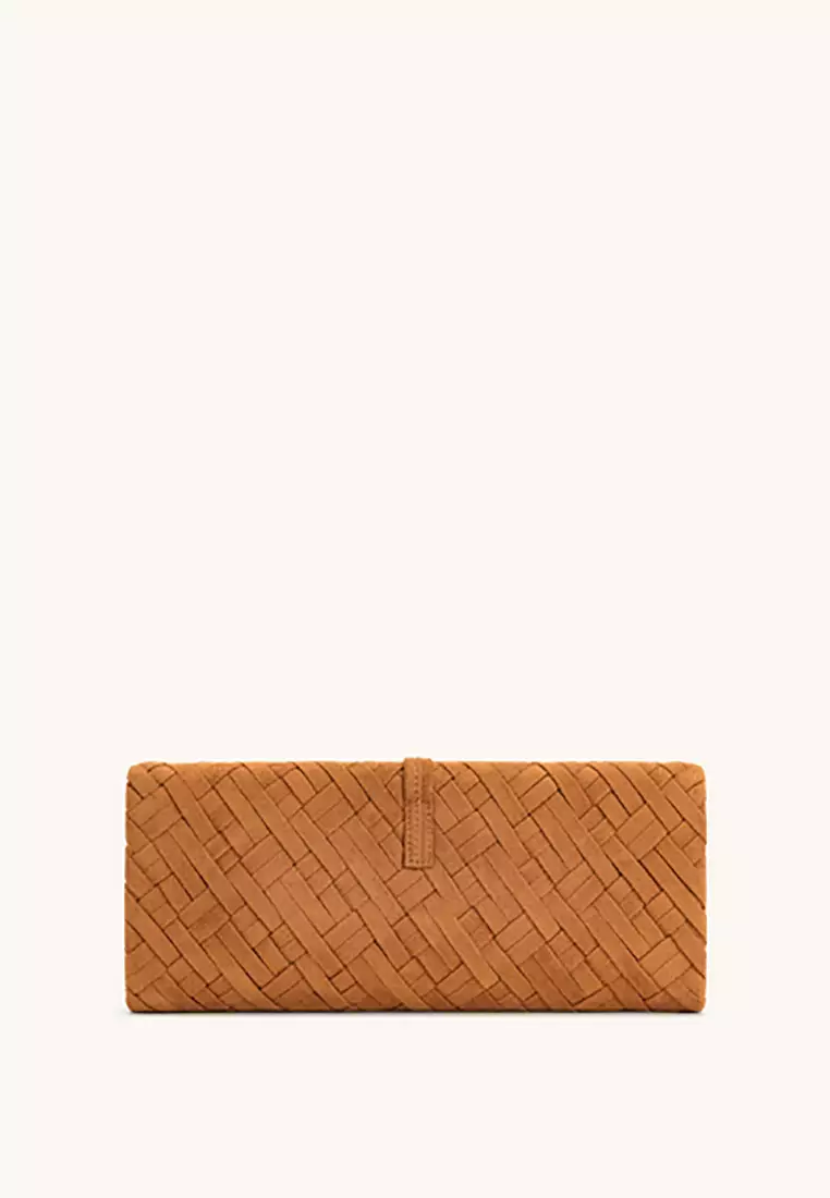 Zaria Woven Clutch - Brown