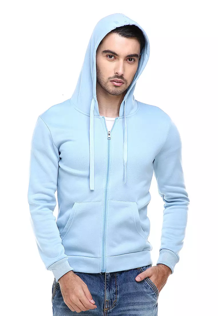 Clover Jaket Sweater Hoodie Polos Pria Casual Plain Jacket Material Polyester ORIGINAL - Blue