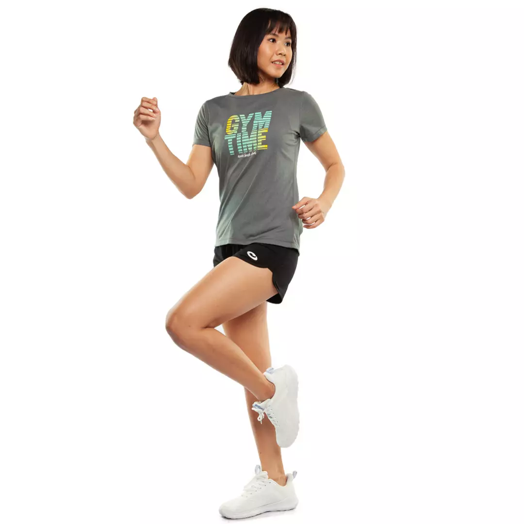 Baju Olahraga Wanita  Ladies Short Sleeve Top Print "GYM TIME"
