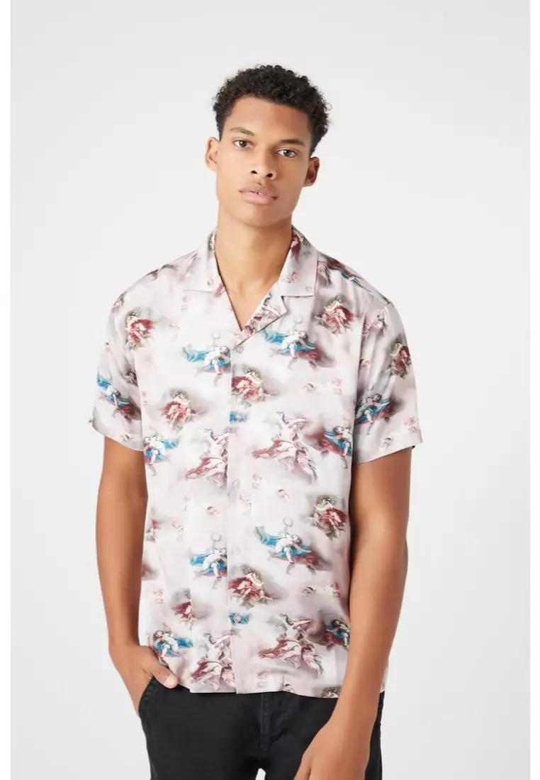 Satin Angel Print Shirt