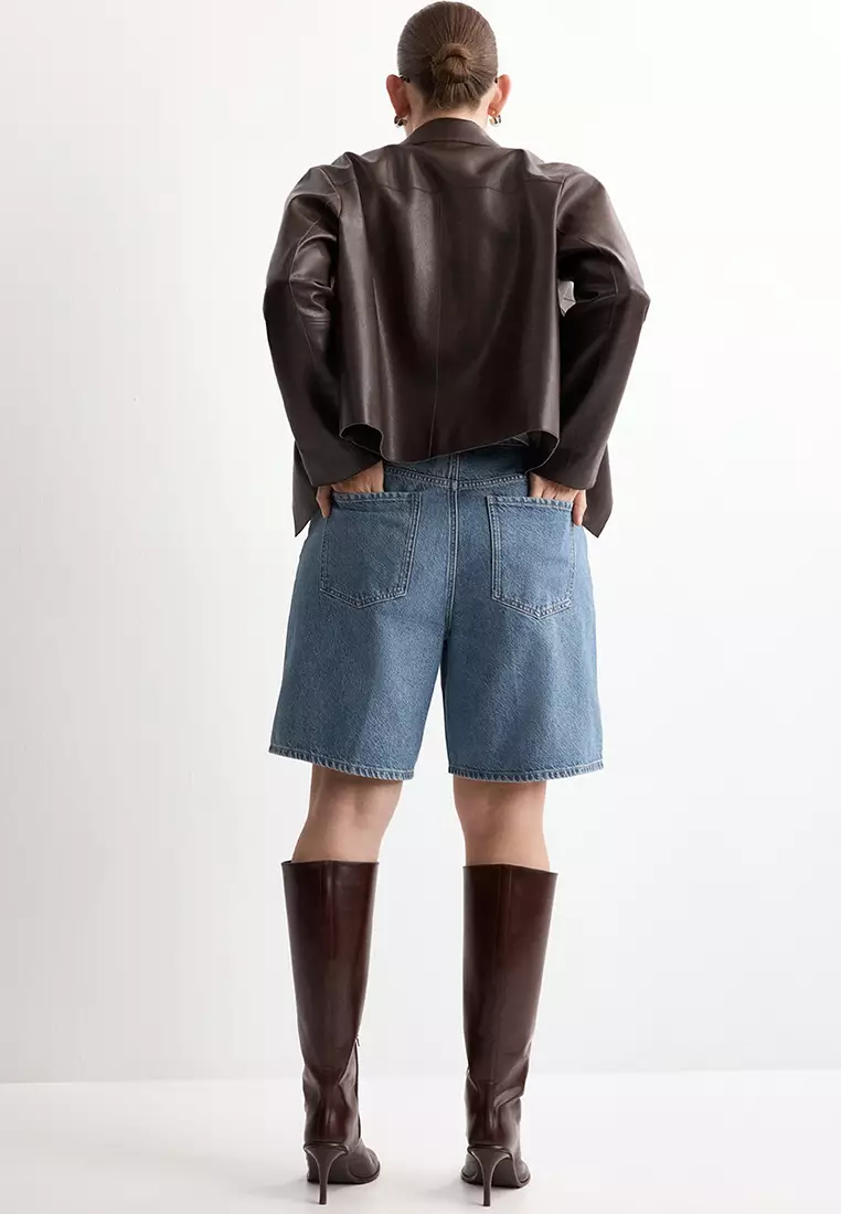 High-Waist Straight-Fit Denim Shorts