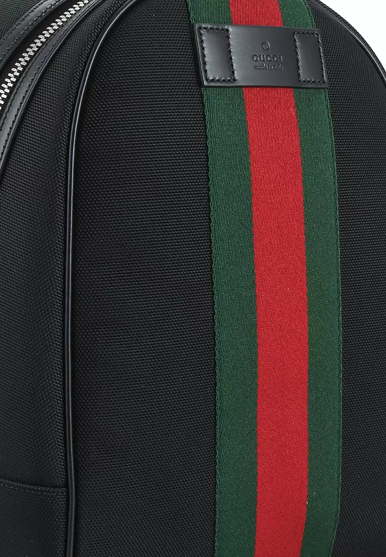 Gucci backpack black with green and red discount straps