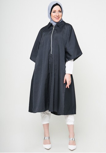 Cullotes Lacita Black-Grey Stripe Midi Dress