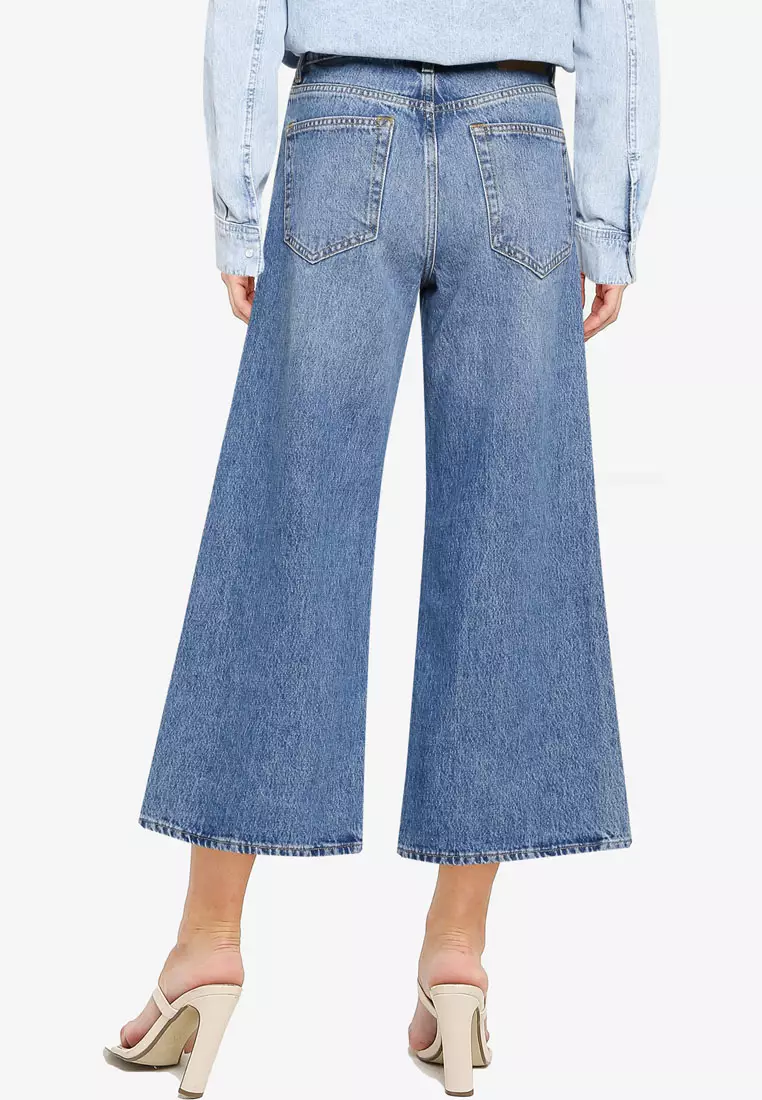 Buy French Connection Pipper Denim Cropped Wide Leg Jeans Online