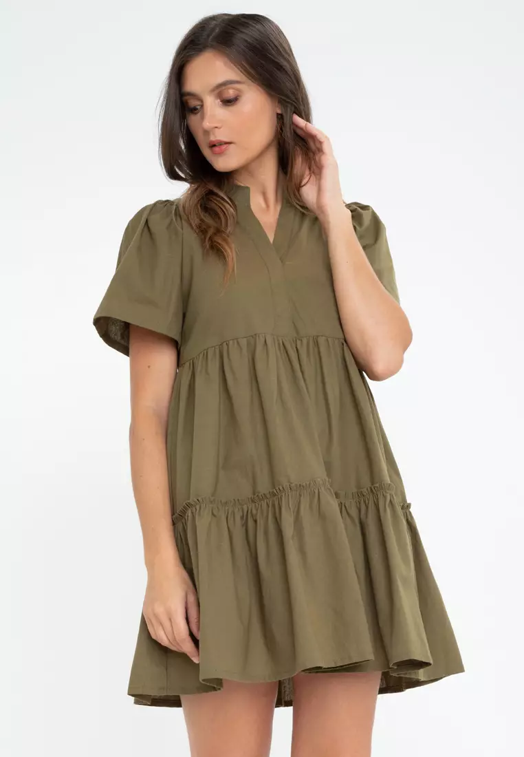 Buy OLIVIA Carrie Puff Sleeves Mini Linen Doll Dress 2023 Online ...